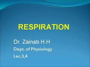 RESPIRATION Dr Zainab H H Dept of Physiology