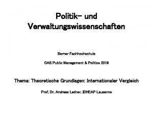 Politik und Verwaltungswissenschaften Berner Fachhochschule CAS Public Management