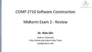 COMP 2710 Software Construction Midterm Exam 2 Review