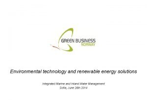 Environmental technology and renewable energy solutions Integrated Marine