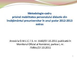 Metodologiecadru privind mobilitatea personalului didactic din nvmntul preuniversitar