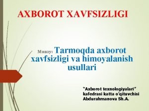 Tarmoq xavfsizligi ppt