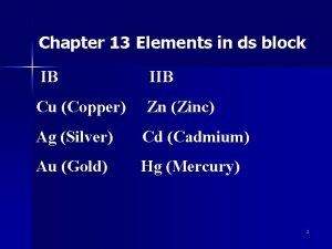 Chapter 13 Elements in ds block Chapter IB