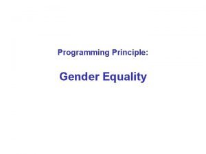 Methodology of gender equality