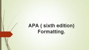 Apa sixth edition