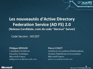 Les nouveauts dActive Directory Federation Service AD FS