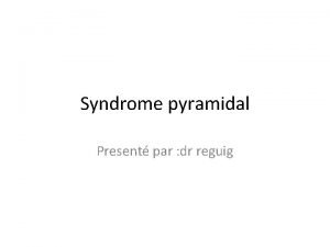 Syndrome pyramidal Present par dr reguig Dfinition Cest