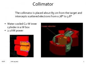 Collimator The collimator is placed about 85 cm