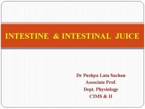 INTESTINE INTESTINAL JUICE Dr Pushpa Lata Sachan Associate