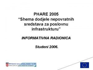 PHARE 2005 Shema dodjele nepovratnih sredstava za poslovnu