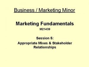 Business Marketing Minor Marketing Fundamentals M 21439 Session