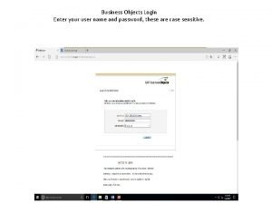 Business Objects Login Enter your user name and