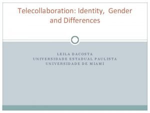 Telecollaboration Identity Gender and Differences LEILA DACOSTA UNIVERSIDADE