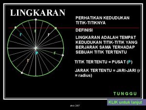 LINGKARAN r r PERHATIKAN KEDUDUKAN TITIKTITIKNYA DEFINISI r