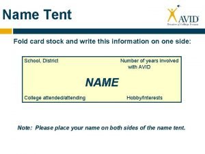 Name tent avid