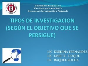 Universidad Fermn Toro ViceRectorado Acadmico Decanato de Investigacin