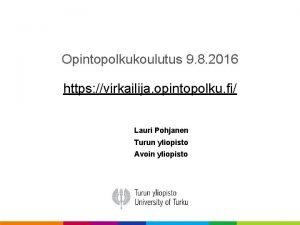 Virkailijan opintopolku