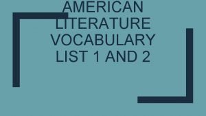 Literature vocabulary list