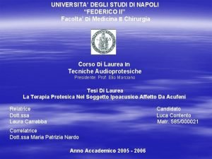 UNIVERSITA DEGLI STUDI DI NAPOLI FEDERICO II Facolta