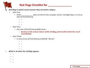 Red Flags Checklist for Red Flags to watch