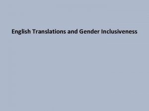 English Translations and Gender Inclusiveness Matthew 4 4