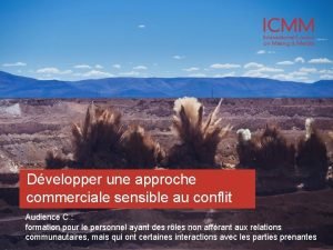 Dvelopper une approche commerciale sensible au conflit Audience