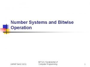 Number Systems and Bitwise Operation Uni MAP Sem