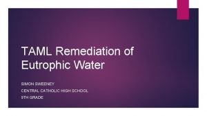 TAML Remediation of Eutrophic Water SIMON SWEENEY CENTRAL