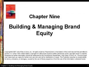 Chapter Nine 2007 John Wiley Sons Building Managing