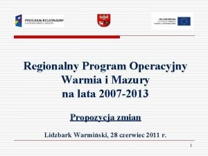 Regionalny Program Operacyjny Warmia i Mazury na lata