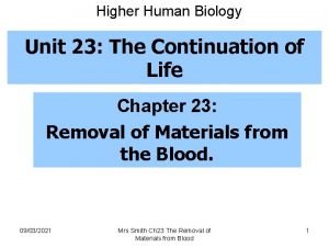 Higher Human Biology Unit 23 The Continuation of