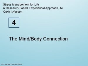 Stress Management for Life A ResearchBased Experiential Approach