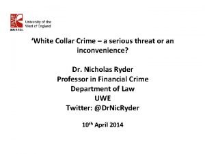 White Collar Crime a serious threat or an