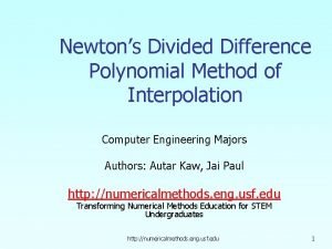 Newtons Divided Difference Polynomial Method of Interpolation Computer