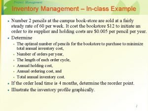 Gantt chart for inventory management system