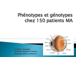 Phnotypes et gnotypes chez 150 patients MA Dr