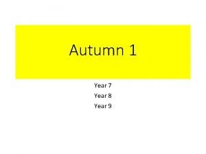 Autumn 1 Year 7 Year 8 Year 9