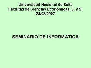 Universidad Nacional de Salta Facultad de Ciencias Econmicas