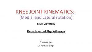 KNEE JOINT KINEMATICS Medial and Lateral rotation RIMT