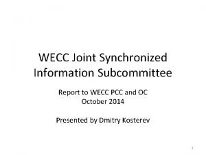 WECC Joint Synchronized Information Subcommittee Report to WECC