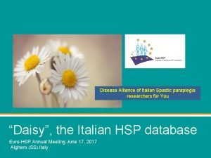 Disease Alliance of Italian Spastic paraplegia researchers for