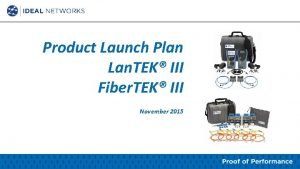 Product Launch Plan Lan TEK III Fiber TEK