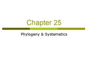 Chapter 25 Phylogeny Systematics Phylogeny p p the