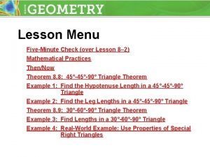 Lesson Menu FiveMinute Check over Lesson 8 2