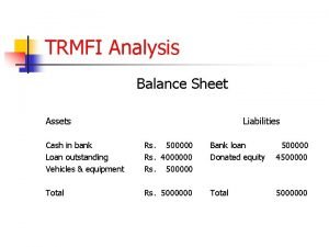 TRMFI Analysis Balance Sheet Assets Liabilities Cash in