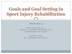 Goals and Goal Setting in Sport Injury Rehabilitation