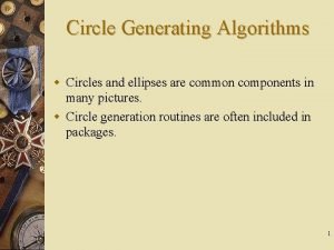 Circle Generating Algorithms w Circles and ellipses are