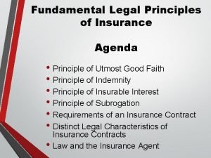 Principles of insurance Principles of insurance