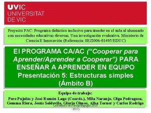 Proyecto PAC Programa didctico inclusivo para atender en