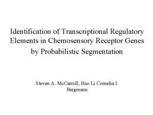 Identification of Transcriptional Regulatory Elements in Chemosensory Receptor